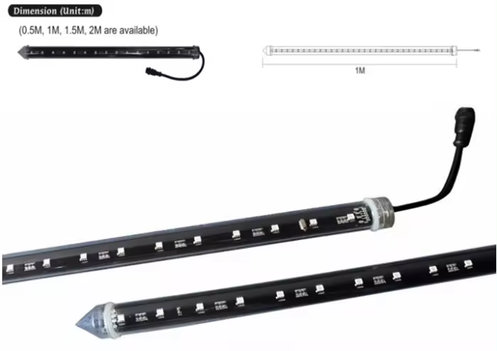 Addressable Led Pixel Tubes 15mm 20mm 30mm Rgb 3d Meteor Tubes 360 Degree Digital Tube for Club Stage Pixel Lights