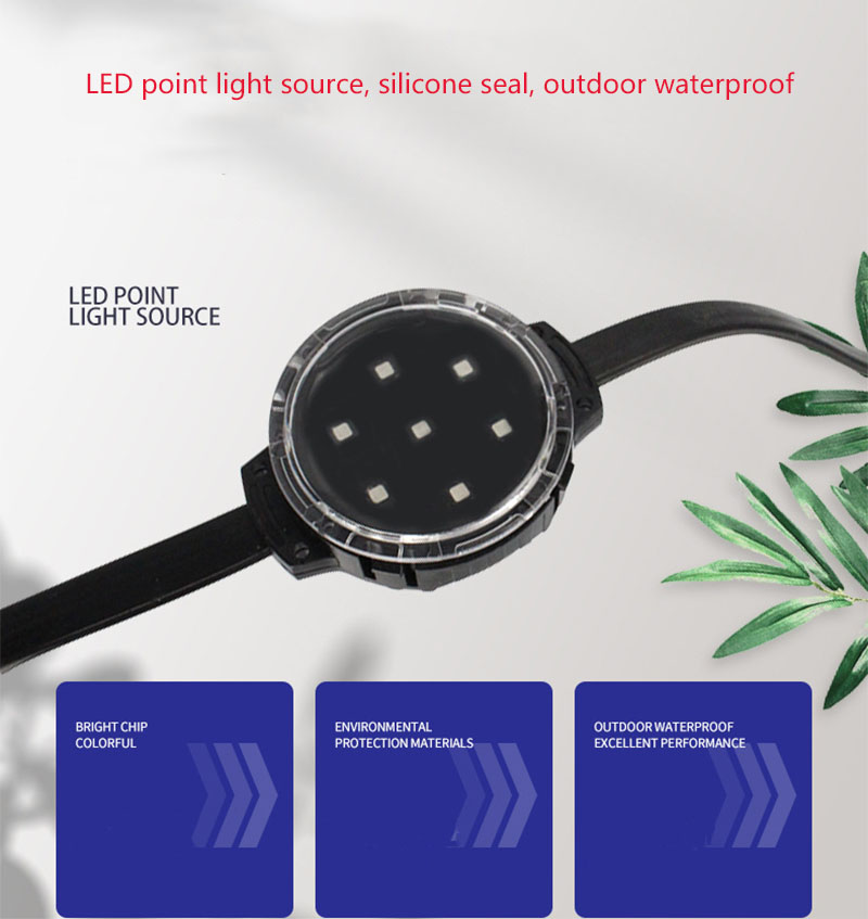 Outdoor 50mm Pixel Point Light Addressable DC24V Permanent Holiday LED String For Building Decoration