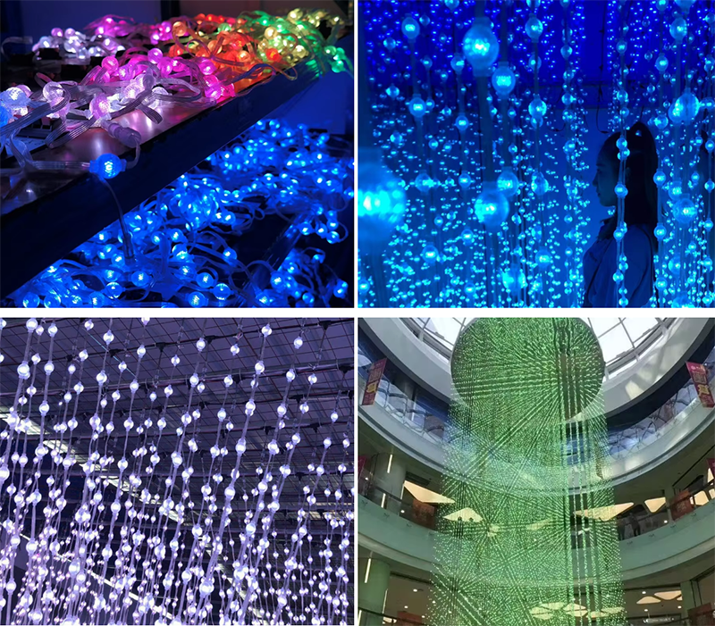 12V Christmas Lights WiFi Intelligent Co<i></i>ntrol Led Disco  Led Pixel Ball Rgb Colorful 3d Ball String Light
