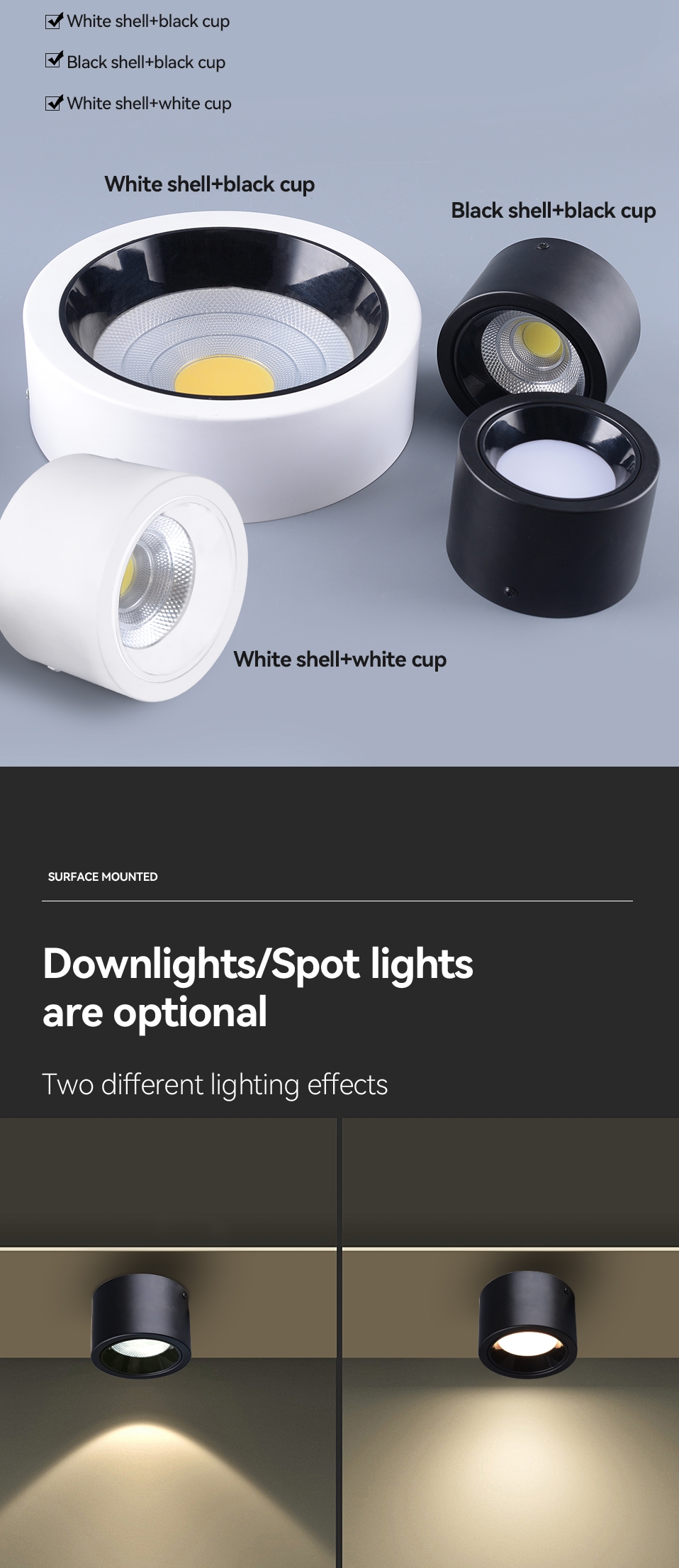 Surface Mounted Led Downlight Round Led Light Spot Lamp Cob Ceiling Bedroom Bulb AC220-240V 12W 15W 20W 25W 30W LED Down Light