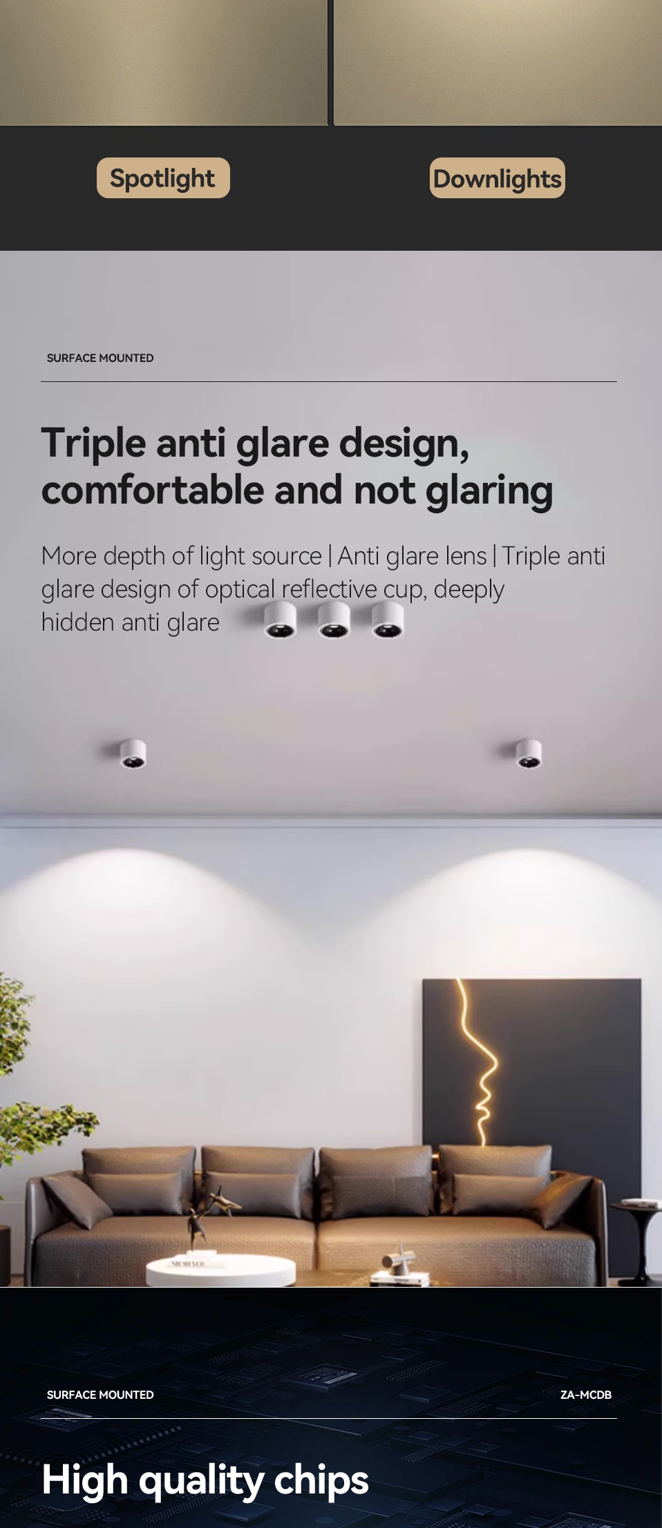 Surface Mounted Led Downlight Round Led Light Spot Lamp Cob Ceiling Bedroom Bulb AC220-240V 12W 15W 20W 25W 30W LED Down Light