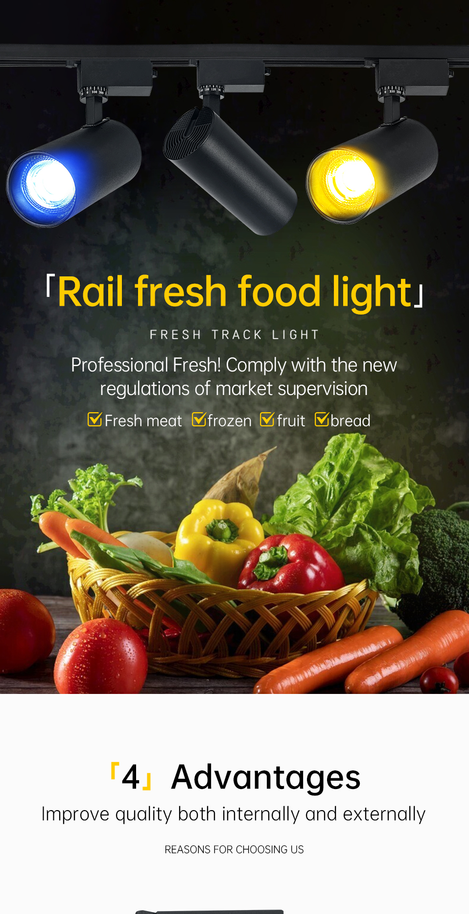 Modern Fruit Meat Fresh LED Track Light Multi Colors Supermarket Stalls Indoor 30W Aluminum AC220V LED Spotlight for Shop