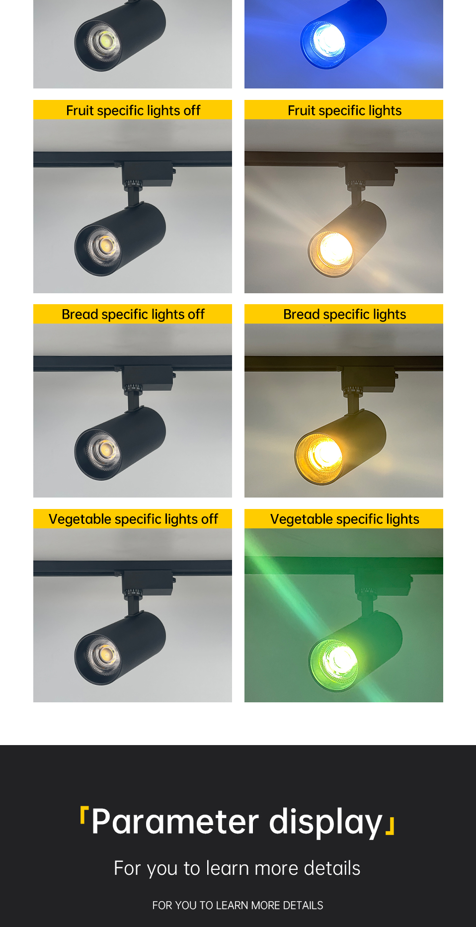 Modern Fruit Meat Fresh LED Track Light Multi Colors Supermarket Stalls Indoor 30W Aluminum AC220V LED Spotlight for Shop