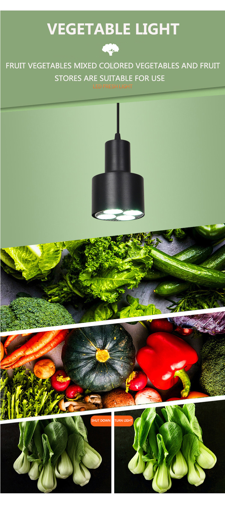 LED Movable Fresh Light 35W E27 Fruit Light Cooked Food Braised Meat Cold Seafood Meat Vegetable Supermarket Special Track Light