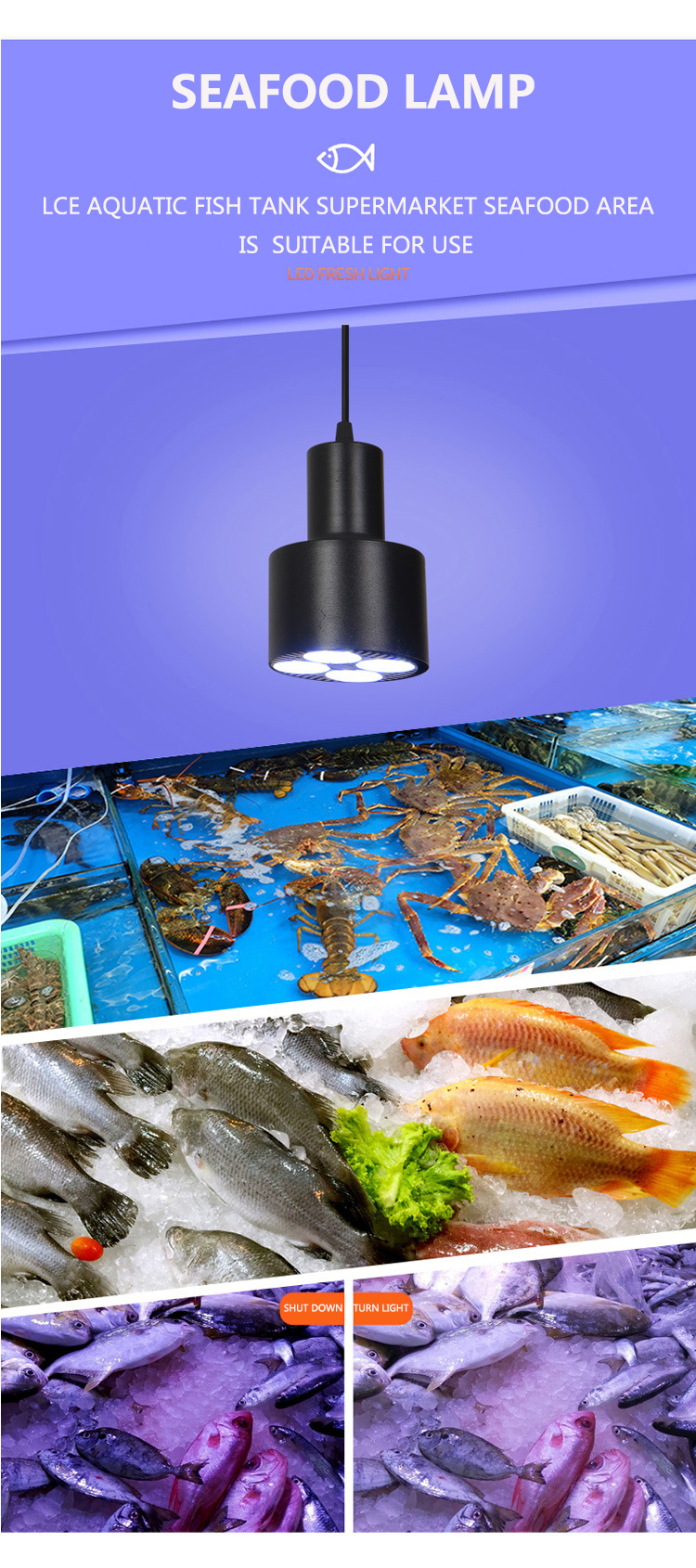 LED Movable Fresh Light 35W E27 Fruit Light Cooked Food Braised Meat Cold Seafood Meat Vegetable Supermarket Special Track Light
