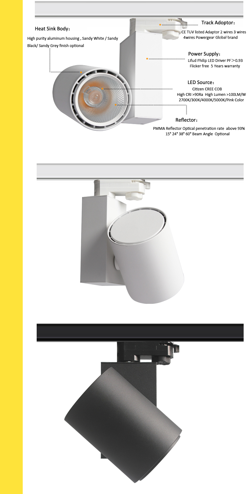 20W 30W 40W White Light LED Spot Light LED Fresh Meat Lamp LED Food Track Lighting for Meat Vegetable Seafood Bakery
