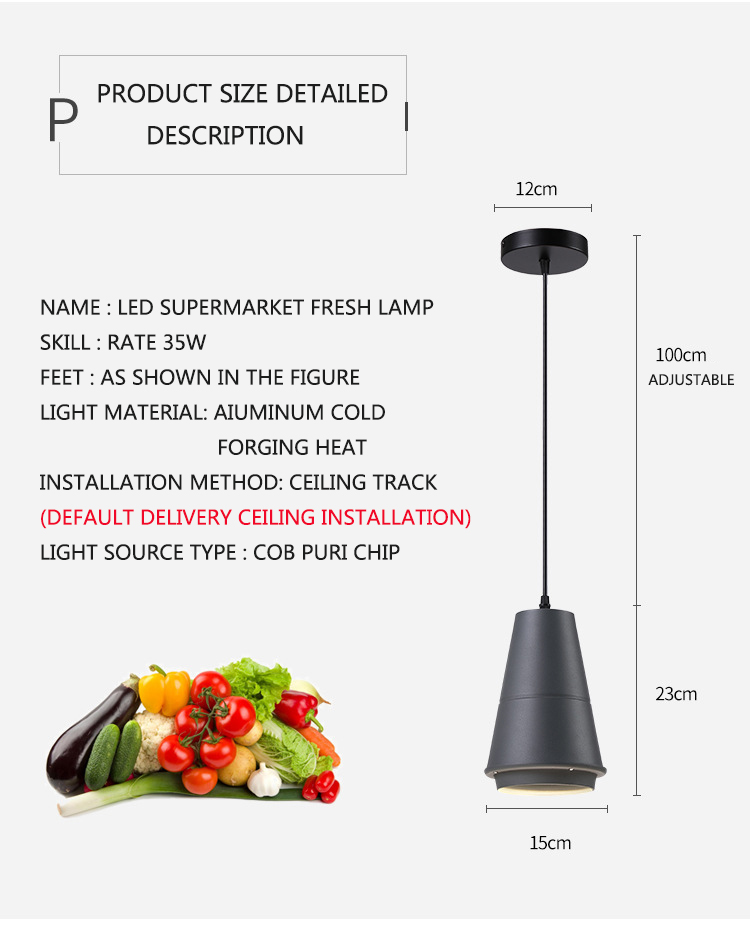 Aquatic Fresh Foods Chandelier Lamp with 25W Special LED Light 85-265V for Supermarket Use Fresh Pork Fruit Vegetable Lighting