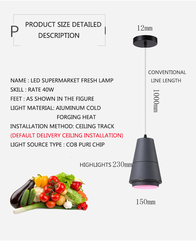 Aquatic Fresh Foods Chandelier Lamp with 25W Special LED Light 85-265V for Supermarket Use Fresh Pork Fruit Vegetable Lighting