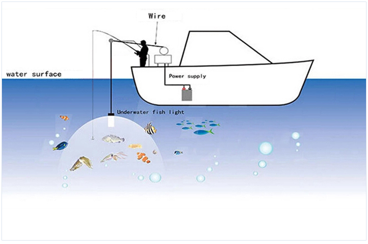 1000W Underwater Submersible Fish Attracting LED Fishing Light ,High Power Lure Lamp White ,Warm White Blue Green Lighting