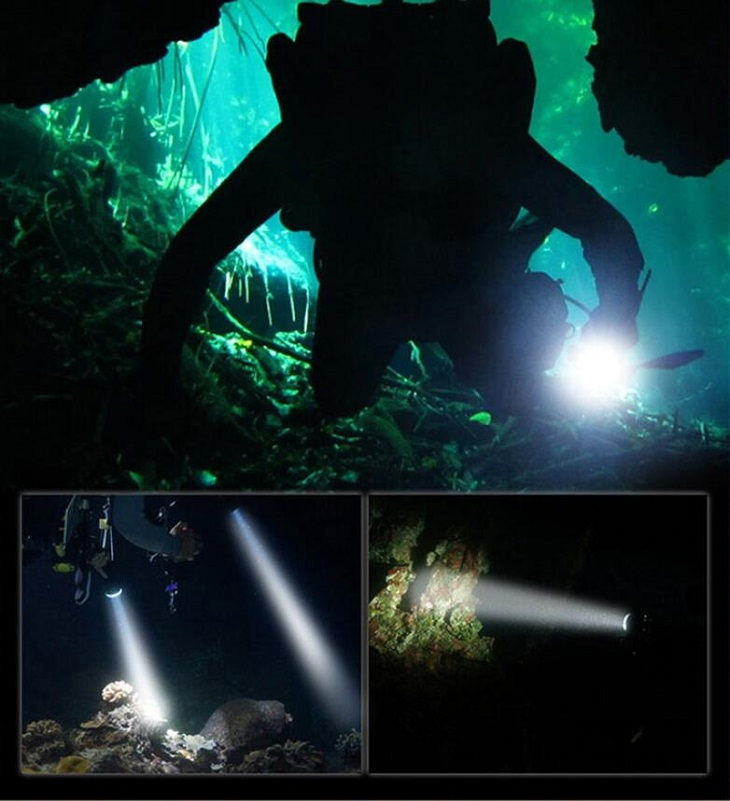 50M Professio<i></i>nal Underwater Diving Flashlights Outdoor Submarine Waterproof Led Flashlight Torch