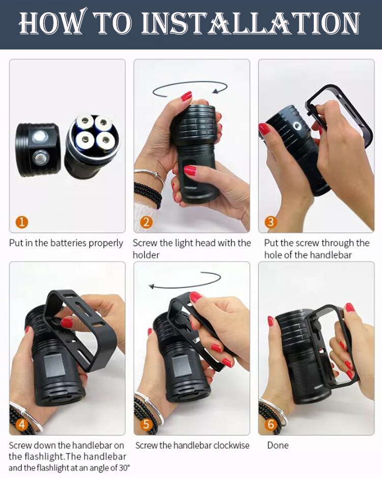 Camera Shooting Scuba Diving Lamp Red Blue LED Torch Portable Fishing Underwater Video Light Wide Angle Handheld Dive Flashlight