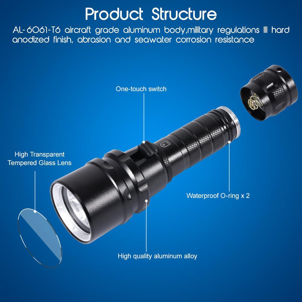 Dive Torch 2000 Lumen Waterproof Scuba Diving Flashlight DVL600picture5