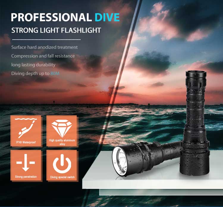 Professio<i></i>nal IPX8 Diving Equipment 395nm UV Underwater Photography Scuba Light Fishing Torch Light LED UV Diving Flashlight
