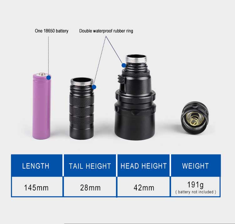 Professio<i></i>nal IPX8 Diving Equipment 395nm UV Underwater Photography Scuba Light Fishing Torch Light LED UV Diving Flashlight