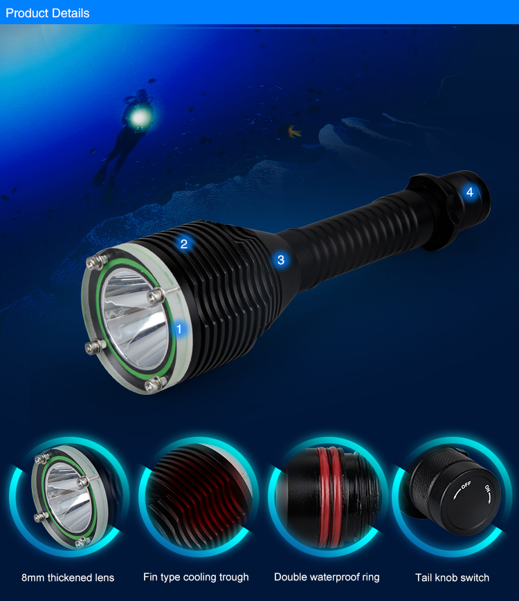 Underwater LED Diving Flashlights DVL1400picture3