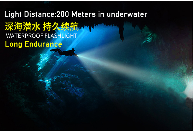 Super Bright High Power Diving Lamp Led Dive Light Outdoor Portable Underwater Flashlight for Diving