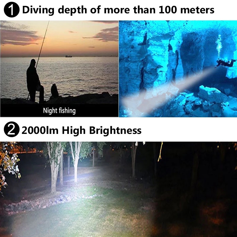 5LED 3000lm 80 Meters Underwater LED Diving Flashlight, DVL1900picture4