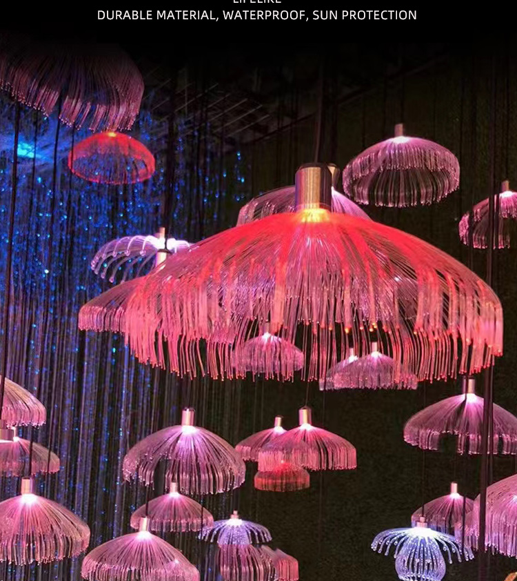 Cross-border Hot Selling Fiber Optic LED Atmosphere Light IP65 Waterproof Jellyfish Chandelier bar Festive Decorative Lights