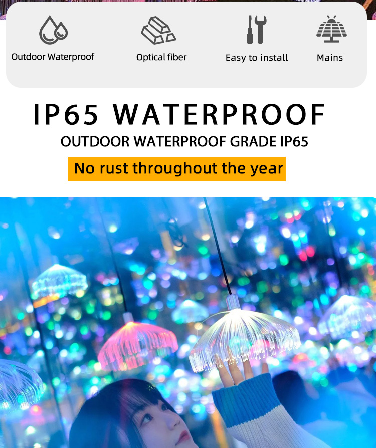 Cross-border Hot Selling Fiber Optic LED Atmosphere Light IP65 Waterproof Jellyfish Chandelier bar Festive Decorative Lights