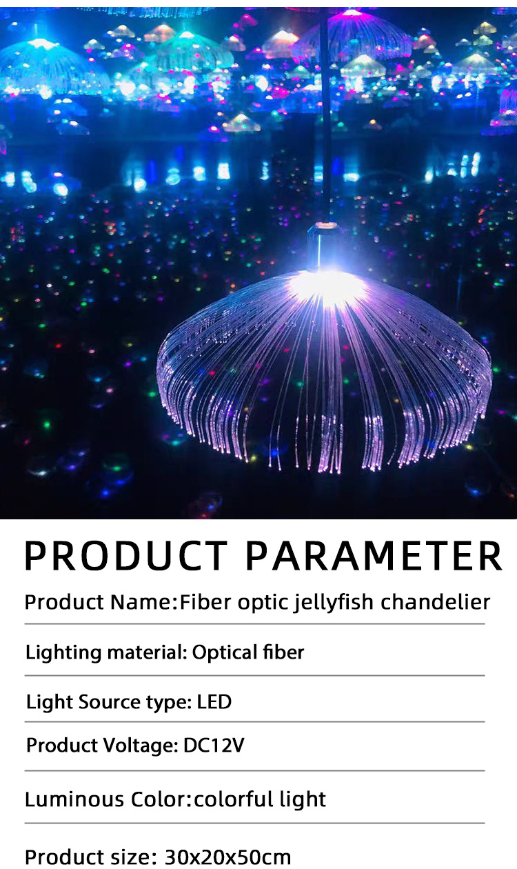 Cross-border Hot Selling Fiber Optic LED Atmosphere Light IP65 Waterproof Jellyfish Chandelier bar Festive Decorative Lights