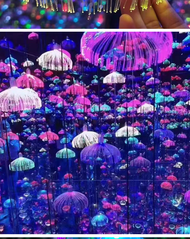 Cross-border Hot Selling Fiber Optic LED Atmosphere Light IP65 Waterproof Jellyfish Chandelier bar Festive Decorative Lights