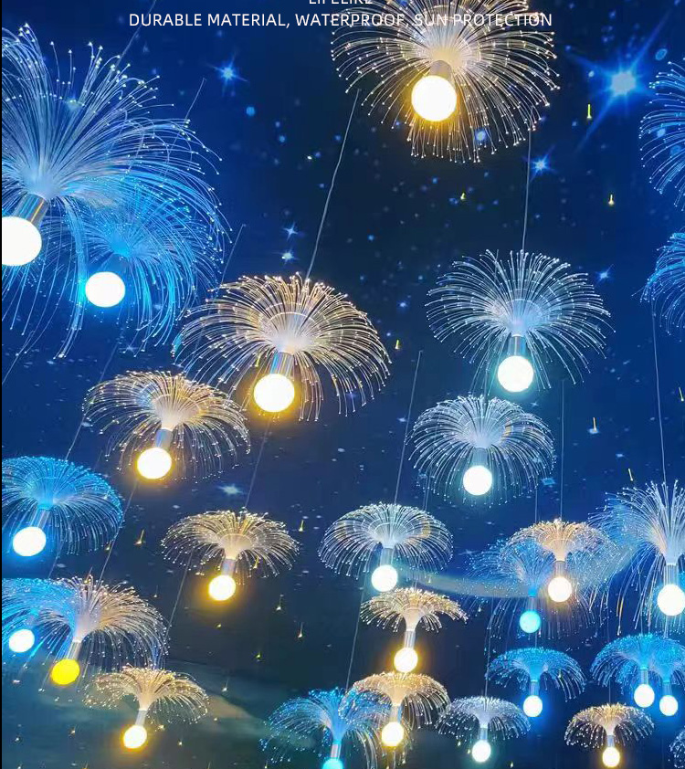 LED Fiber Optic Jellyfish Lights Outdoor Landscape Wedding Garden Decoration RGB Colorful Restaurant Bbar Jellyfish String Lamp