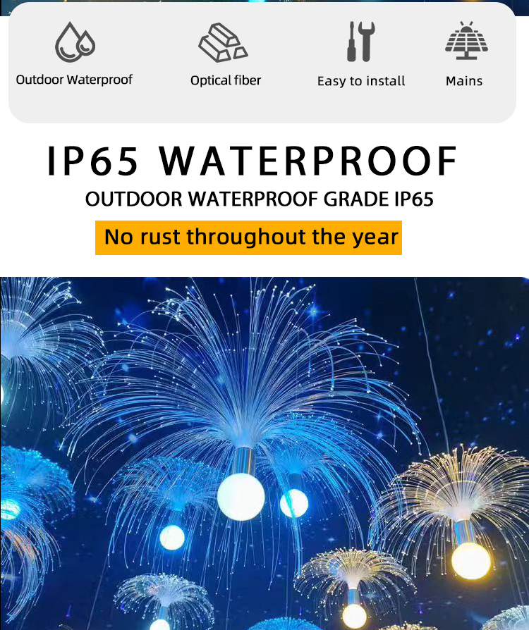 LED Fiber Optic Jellyfish Lights Outdoor Landscape Wedding Garden Decoration RGB Colorful Restaurant Bbar Jellyfish String Lamp
