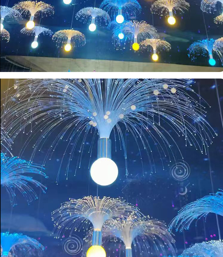LED Fiber Optic Jellyfish Lights Outdoor Landscape Wedding Garden Decoration RGB Colorful Restaurant Bbar Jellyfish String Lamp