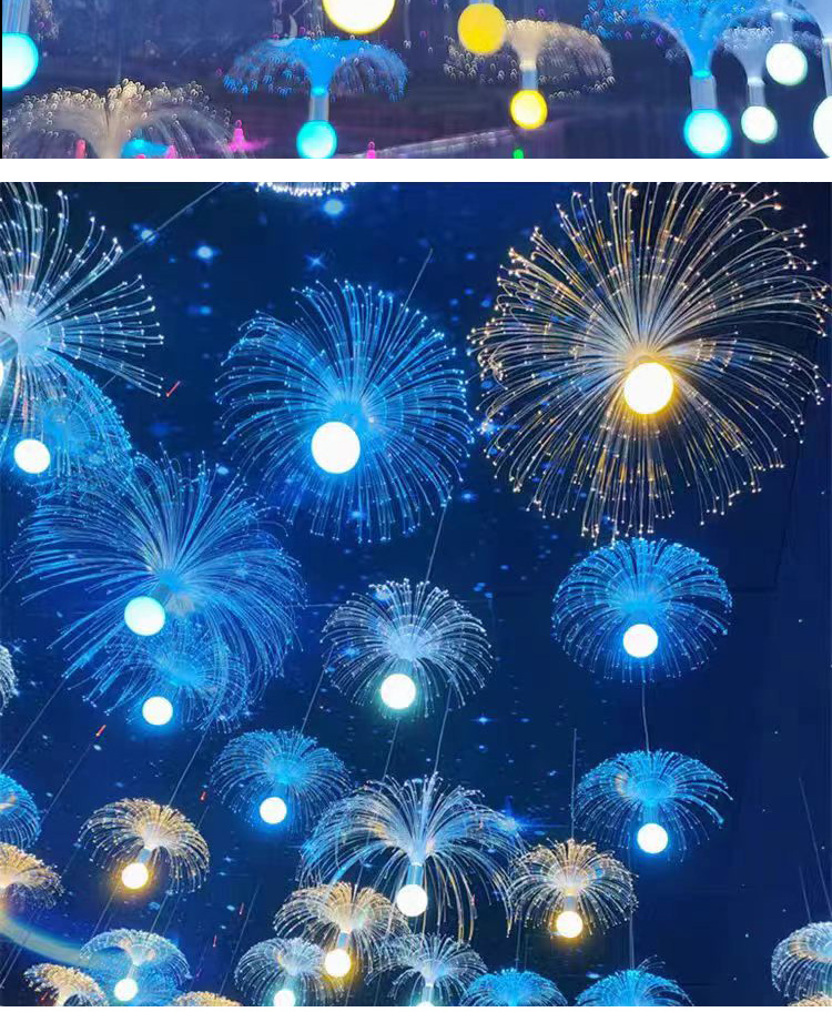 LED Fiber Optic Jellyfish Lights Outdoor Landscape Wedding Garden Decoration RGB Colorful Restaurant Bbar Jellyfish String Lamp