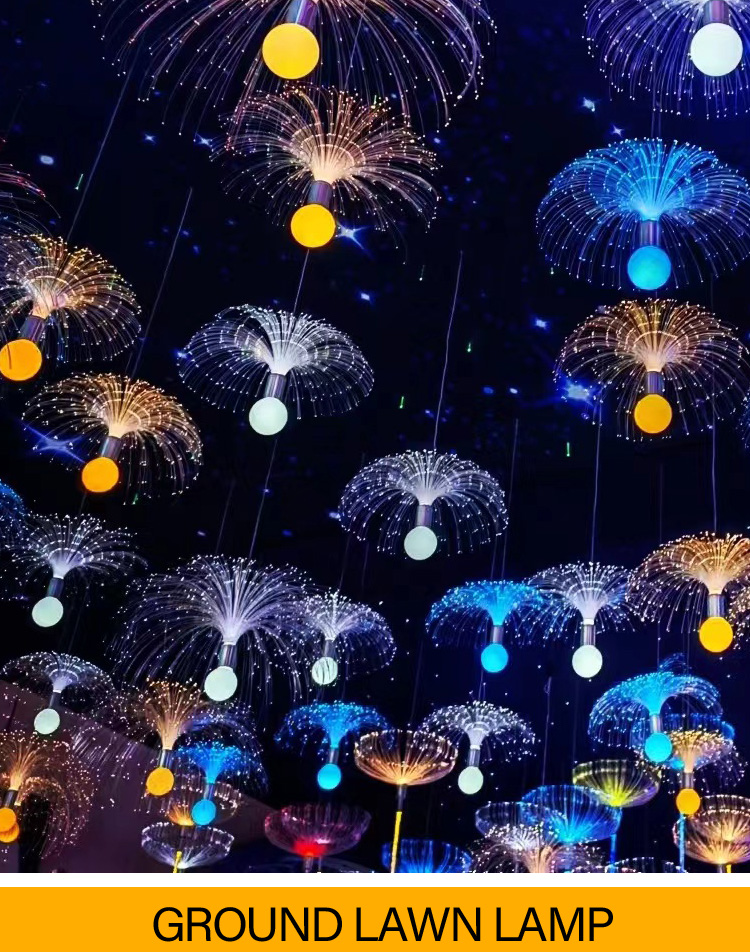LED Fiber Optic Jellyfish Lights Outdoor Landscape Wedding Garden Decoration RGB Colorful Restaurant Bbar Jellyfish String Lamp