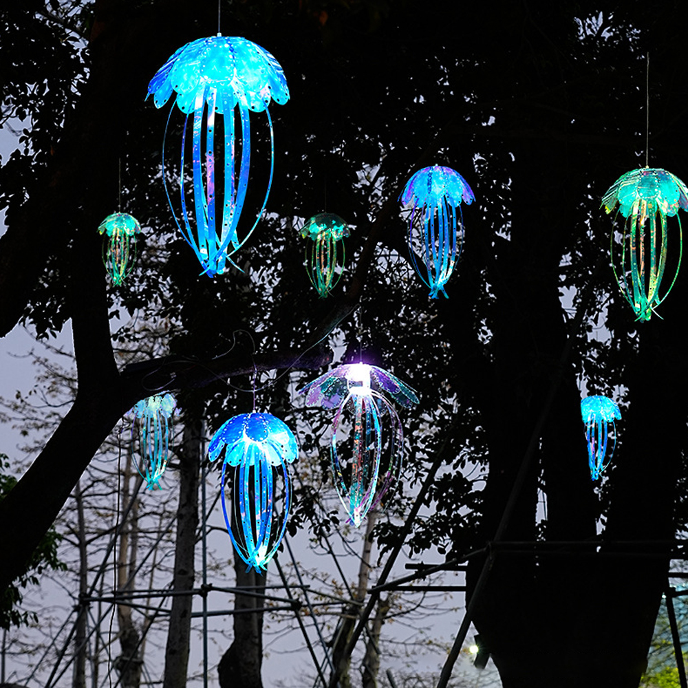 Led Jellyfish Light Colorful Fiber Optic Garden Decoration Outdoor Waterproof Chandelier Spot Lighting Hanging Tree Lights