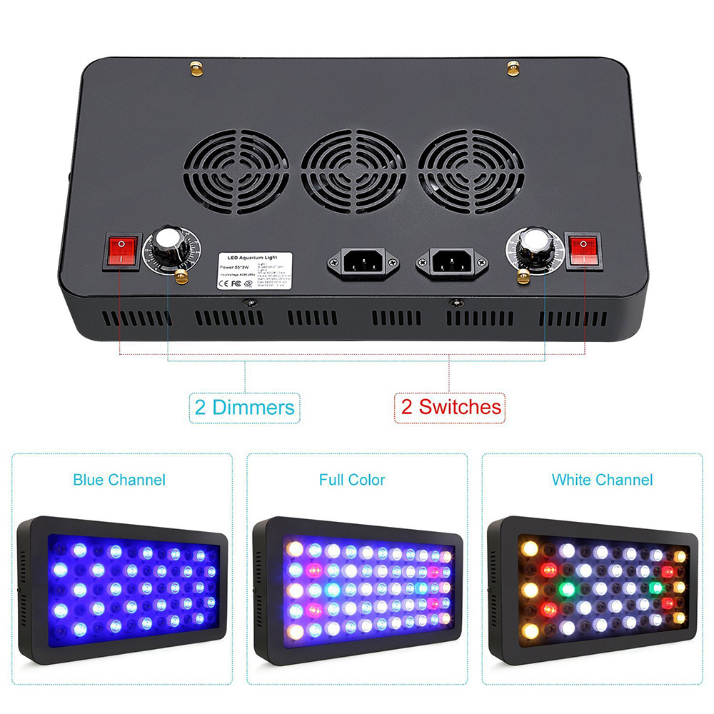 165W Dimmable LED Aquarium Light Fish Tank Marine Reef Coral Lamp for Saltwater Freshwater Underwater Aquariums Accessories