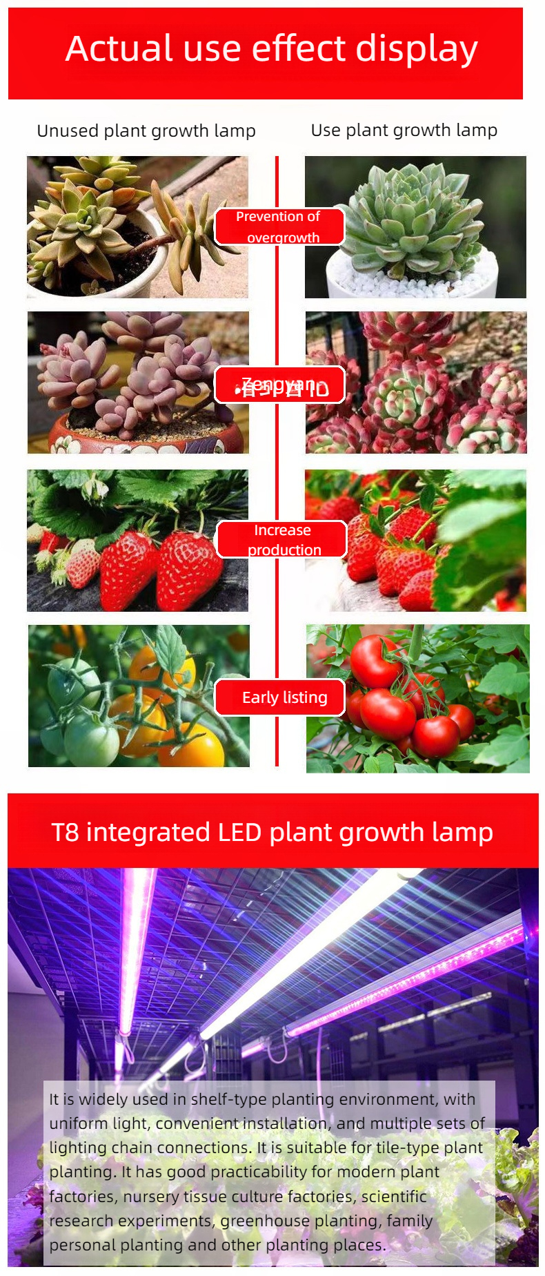 T8 Full Spectrum Led Grow Light Strips Toplighting Greenhouse Grow Lamp