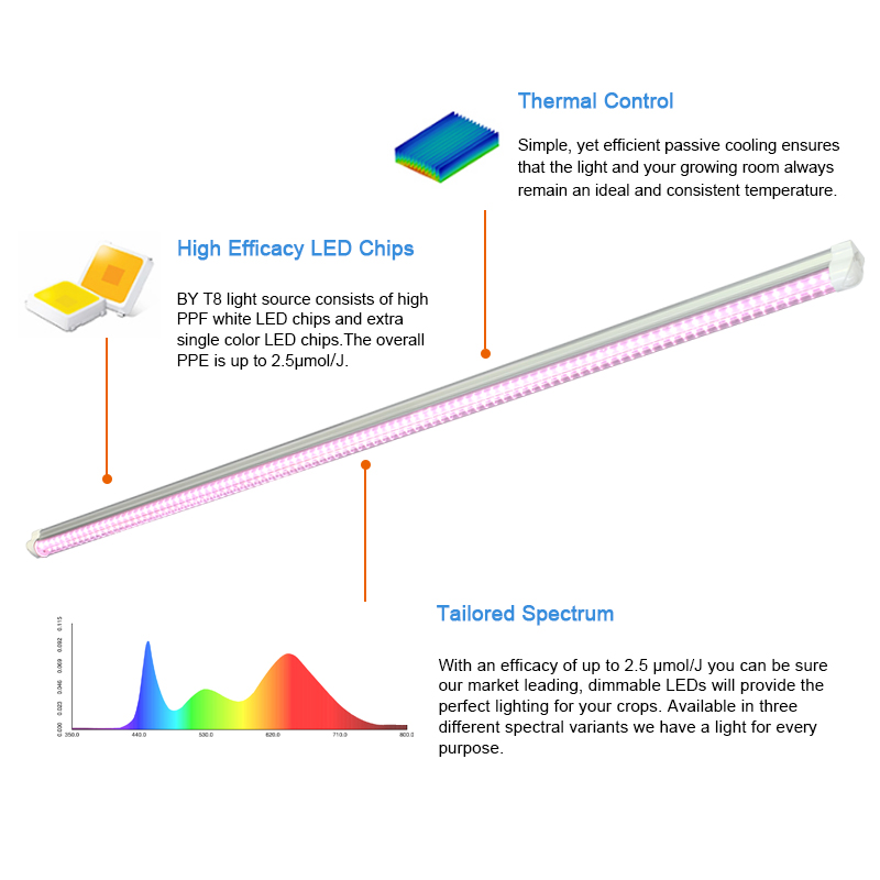 T8 9W/18W/36W/45W Tube Vertical Farm Hydroponics Plants LED Grow Light GRWW440picture3