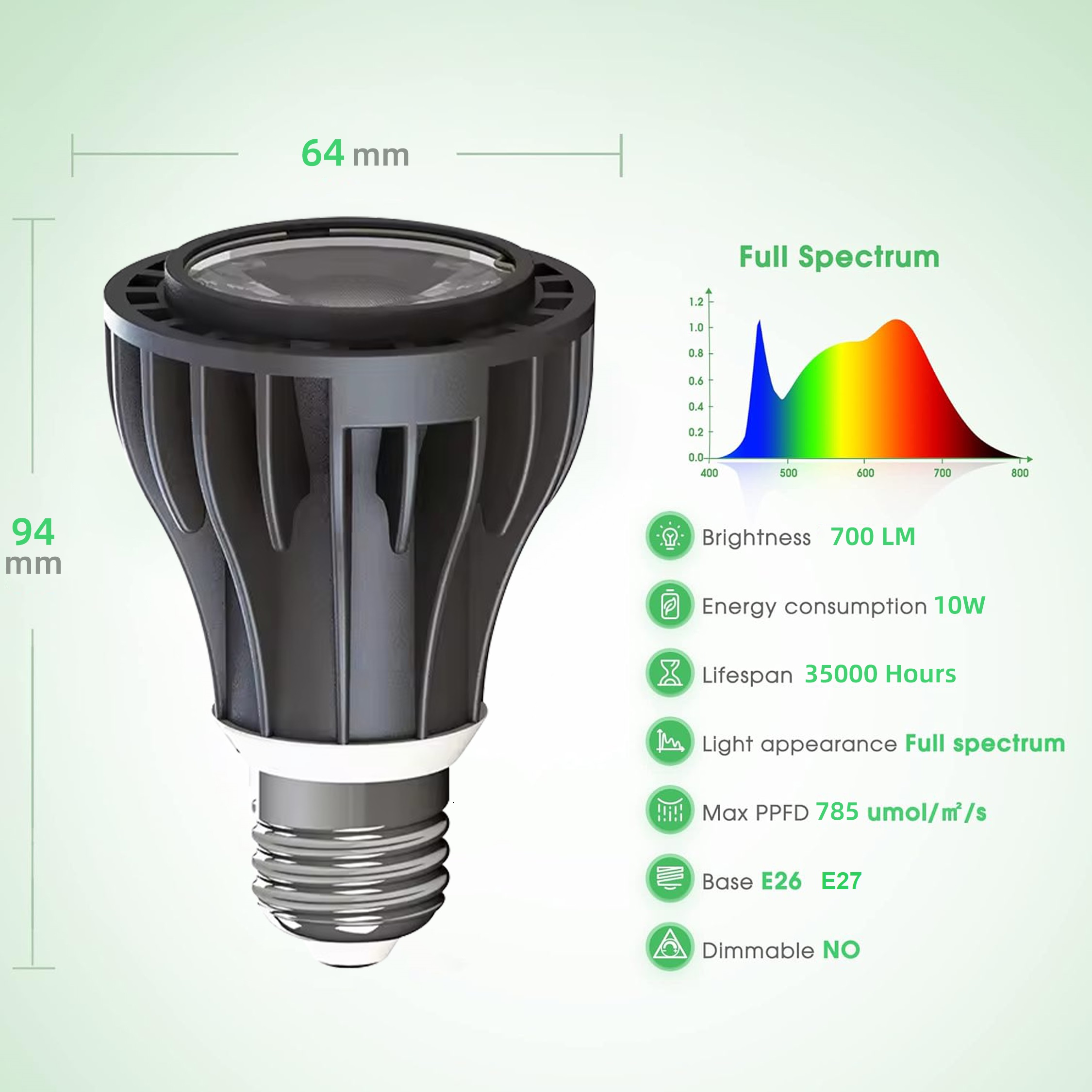 Factory Led Bulbs E27 E26 Par20 10W Full Spectrum Led Grow Lights for Indoor Plants