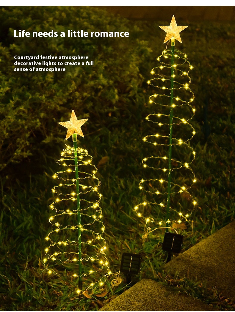IP65 Waterproof New Solar LED Christmas Tree Light Iron Art Outdoor Garden Decoration DC Power Small Lamp for Holidays Lighting