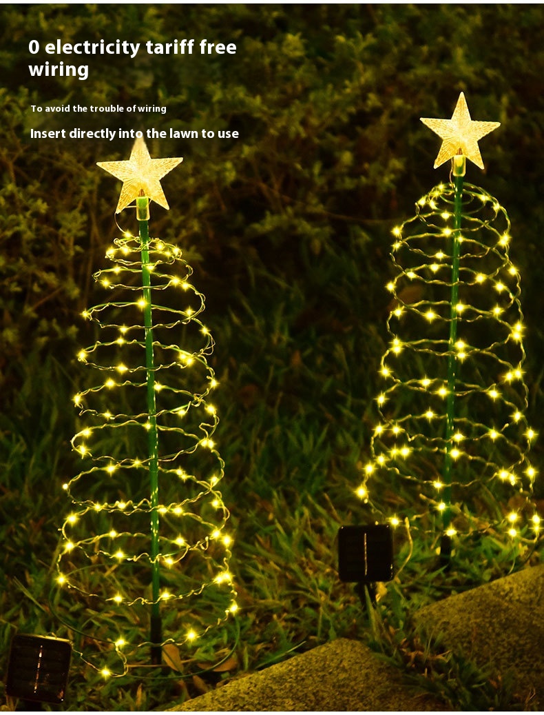 IP65 Waterproof New Solar LED Christmas Tree Light Iron Art Outdoor Garden Decoration DC Power Small Lamp for Holidays Lighting