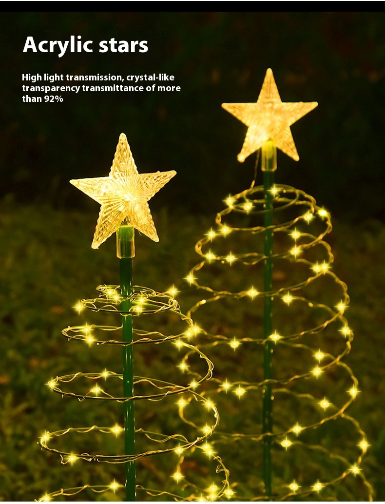 IP65 Waterproof New Solar LED Christmas Tree Light Iron Art Outdoor Garden Decoration DC Power Small Lamp for Holidays Lighting