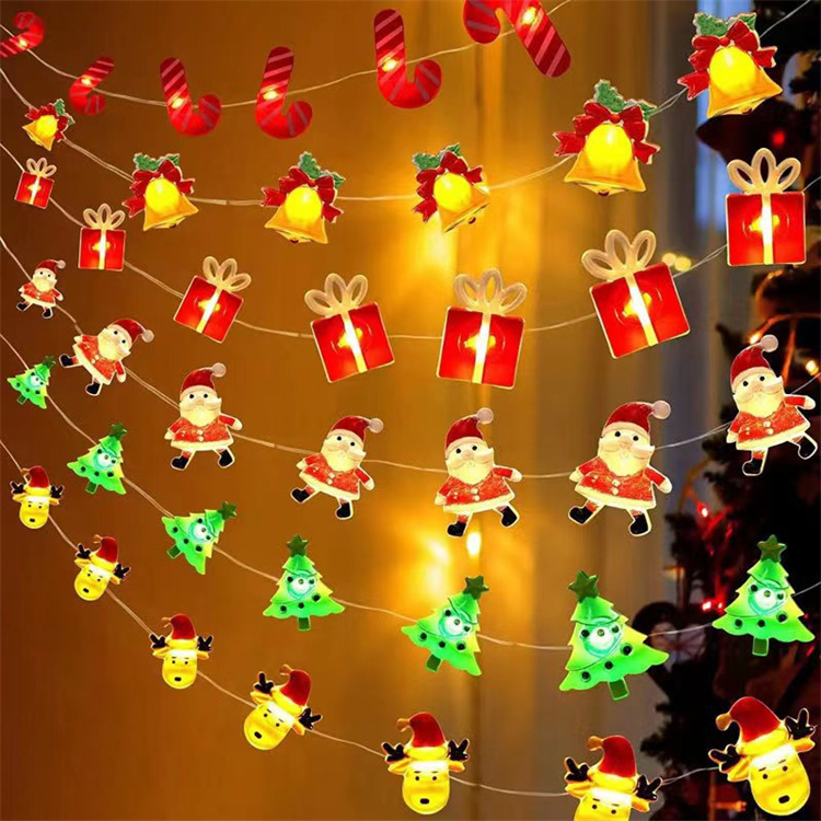 2M 20Lights Santa Christmas Light Ornaments Navidad Gifts Christmas Decorations Hanging Led Christmas String Lights With Battery
