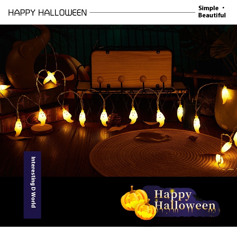 New Halloween LED Ghost Light String Festival Horror Decorative Lights for Party Layout