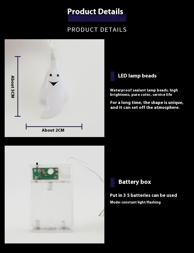 New Halloween LED Ghost Light String Festival Horror Decorative Lights for Party Layout