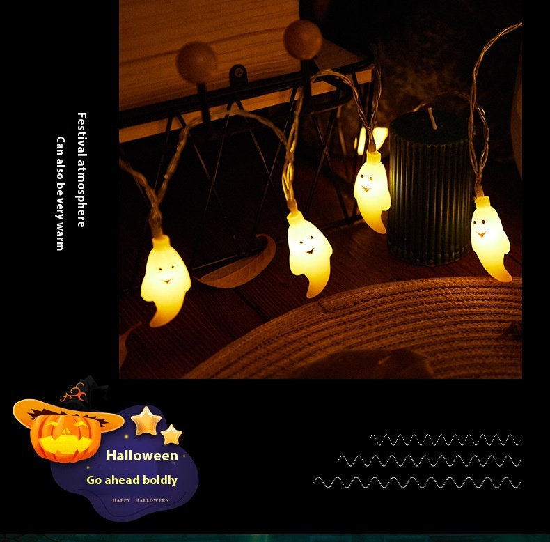 New Halloween LED Ghost Light String Festival Horror Decorative Lights for Party Layout