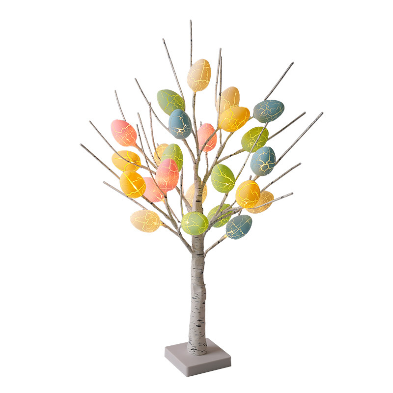Easter LED Light Birch Tree with 24pcs Easter Eggs Ornament EAL400
