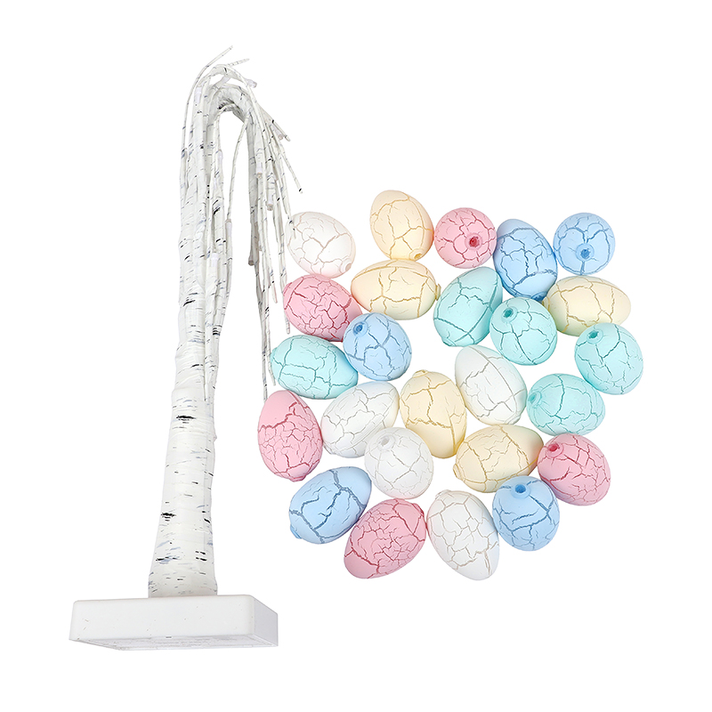 Easter LED Light Birch Tree with 24pcs Easter Eggs Ornament for Spring Home Table Decoration Kids Party Gifts Battery Operated