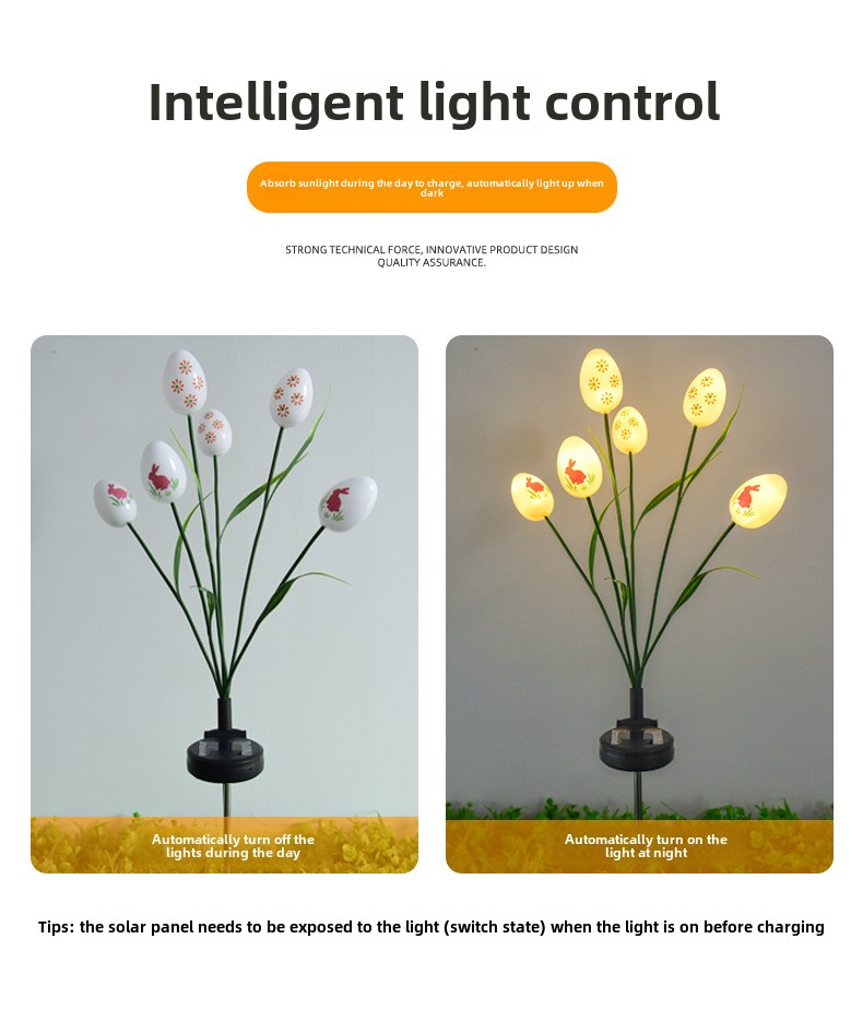 Small Size IP65 Waterproof LED Easter Egg String Lights Outdoor Garden Lawn Decoration with Solar Power Supply Ground Plug