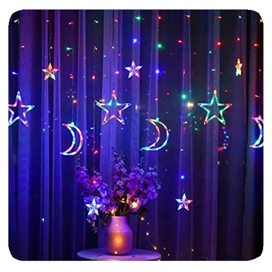 Factory Made Eid Mubarak Ramadan Decorations Liangte Led Curtain Light Holiday Lights Twinkle Fairy/battery NEW Moon and Star 50