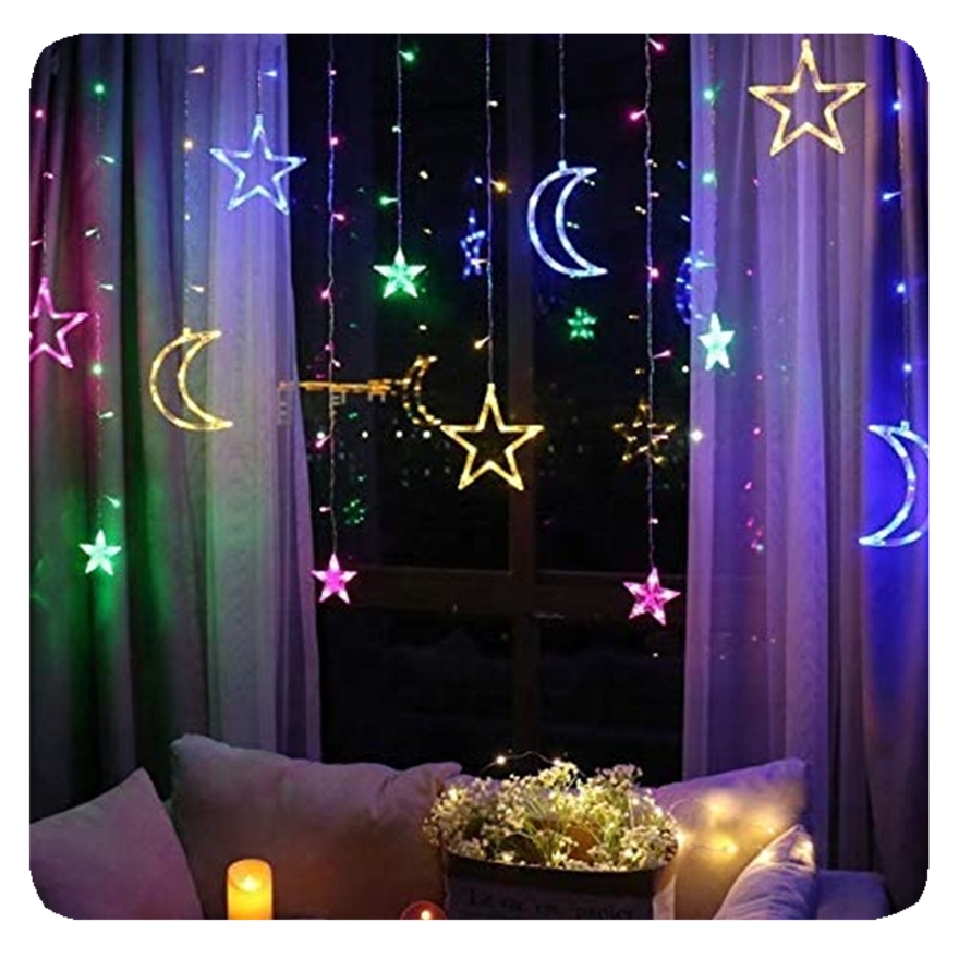 Factory Made Eid Mubarak Ramadan Decorations Liangte Led Curtain Light Holiday Lights Twinkle Fairy/battery NEW Moon and Star 50