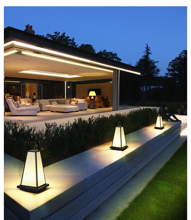 Outdoor Waterproof LED Lawn Lamp Solar Powered Rechargeable Camping Tent Lanterns IP65 Aluminum Garden Decorative Landscape