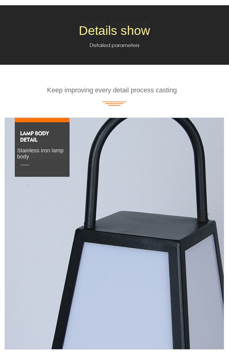Outdoor Waterproof LED Lawn Lamp Solar Powered Rechargeable Camping Tent Lanterns IP65 Aluminum Garden Decorative Landscape