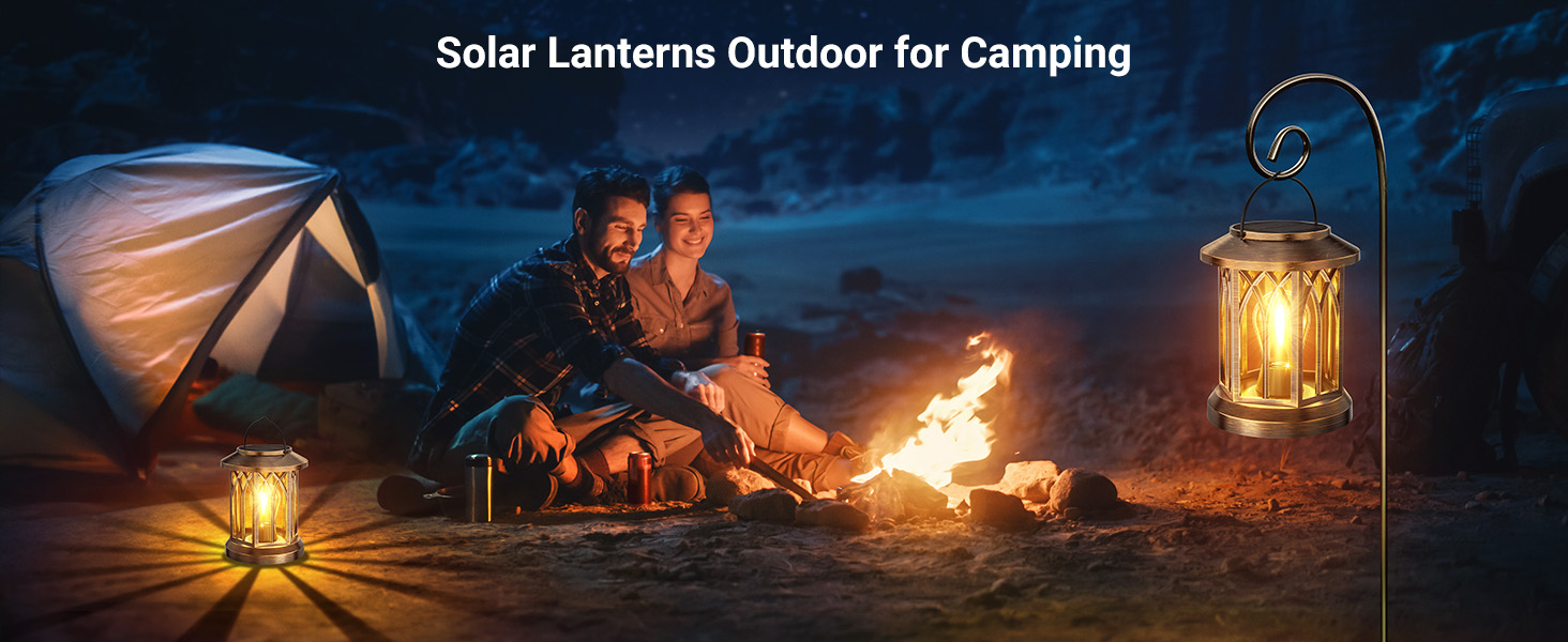 Factory New Design Solar Lantern Outdoor Waterproof Flickering Flames LED Solar Lights for Yard Patio Garden Decor